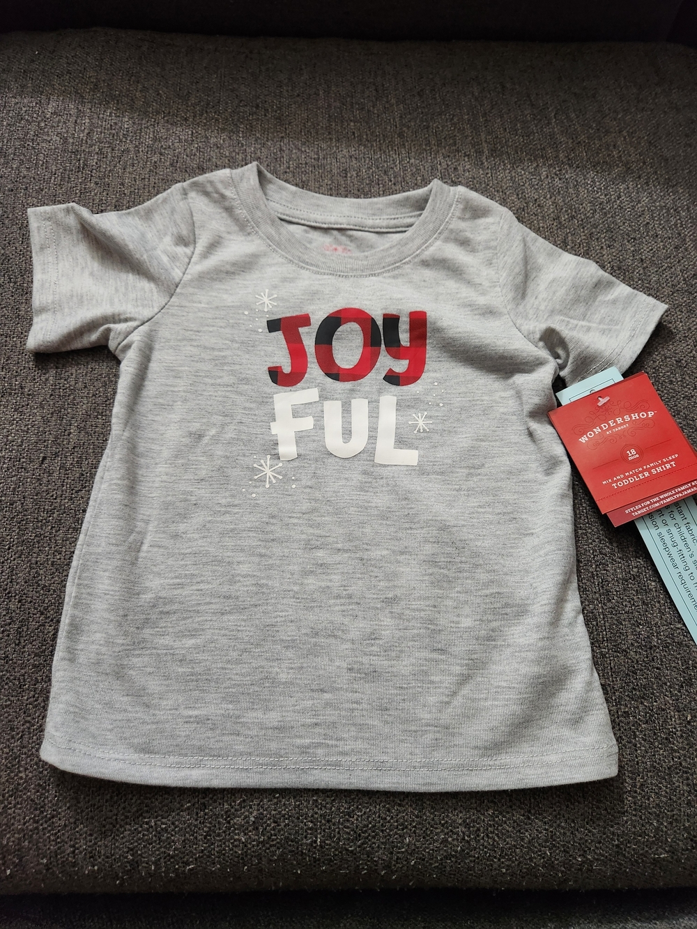 Wondershop 'Joyful' Gray Short-Sleeve Tee For Toddler Size 18M